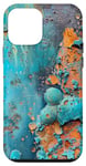 Coque pour iPhone 12 mini Patine rouillée / bleu turquoise / orange / aspect rouillé
