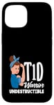 Coque pour iPhone 15 Sensibilisation au diabète de type 1 Guerrier T1D indestructible