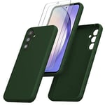 Giolus Designed for Samsung Galaxy A54 5G Case with 2 Pack Screen Protector,Silicone Slim TPU Back with [Soft Anti-Scratch Microfiber Lining], Shockproof Protective Phone Cover,Dark Green