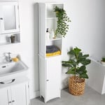 Tall Slim Bathroom Cabinet 1Door Adjustable Shelves Rack Storage Cupboard White