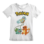 Nintendo - T-Shirt Enfant Blanc Pokémon Trio De Départ - 12-13 Ans