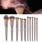 10Pcs Champagne Gold Makeup Brushes Set Foundation Eyeshadow Eyebrow Blush B TDM