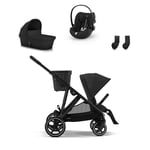 cybex GOLD Black Black Black i-Size Black Gazelle S barnvagn Moon inkl. Gazelle S liggdel Moon liggdel, Cloud G bilbarnstol Plus Moon Plus och Gazelle S adapter