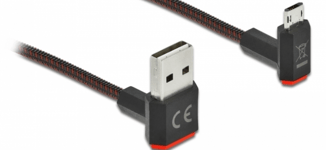 DELOCK – EASY-USB 2.0 Cable Type-A male to EASY-USB Type Micro-B male angled up / down 1 m black (