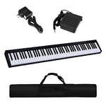 GOPLUS Clavier Électronique de 88 touches/128 timbres/128 rythmes/bluetooth, Piano Numérique Transportable avec Pédales, Multifunction pour Plus 3 ans Enfants et Débutants, Sac à Main Inclus (Noir)