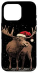 iPhone 16 Pro Christmas Magic Moose in Santa Hat Costume for Cozy Xmas Case