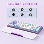 Repose-poignet pour TKL 87 Keys Clavier,Wrist Rest,Premier Acrylique Transparent,Pieds en Caoutchouc Antidérapant,Ergonomique Keyboard Palm Rest pour Office/Gaming/Laptop-Violet