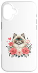 Coque pour iPhone 16 Plus Roses Flowers Himalayan Cat