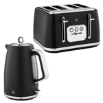 Swan Serenity Kettle & 4 Slice Toaster Kitchen Set (Black) 🚚💨