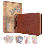 Our Adventure Book Album Photo Scrapbooking 11.9 * 7.6 Inch 80 Pages,Couverture En Cuir Texte Embossé Anniversaire Adventure Book Album Scrapbooking,Mariage,Voyage,NoëL,Cadeau De Couple