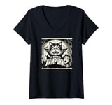 Womens Funny Vampire Cat, Halloween, Love Cats with Attitude V-Neck T-Shirt