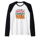 I Teach The Smartest Cookies Teacher Funny Cute Gingerbread Raglan Baseball Tee