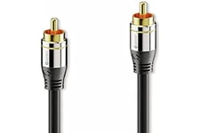 Sonero Premium 5.00 m RCA Cable, 1x RCA Male to 1x RCA Male, Subwoofer, Amplifier, Projector, AV Receiver, Black