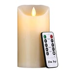 Bougies à LED de Da by, Ensemble de Bougies décoratives 15cm, Bougie sans Flamme de 300 Heures avec télécommande à 10 Boutons.Flamme LED Clignotante, Faite de Vraie Cire Couleur ivoi