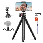 NEEWER Trépied pour iPhone avec télécommande, Mini trépied Flexible pour téléphone Vlog Selfie Stick avec Support de téléphone et Adaptateur de caméra d'action Compatible avec iPhone GoPro Insta360