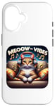 Coque pour iPhone 16 Meeow-Vibes Casque pour chat