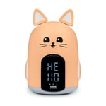 Réveil Lumineux Modèle Buzzers Mia le Chat, 3 Mélodies Personnalisable, Orange