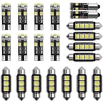 Jusch - Ampoules led 6000-8000K 12V Ampoules Feux Blanc Mini Ampoules Intérieures Éclairage pour Voitures Plaque d'Immatriculation Kit de 21 Pièces