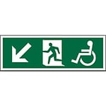 Fire Exit Sign Wheel Chair Down Left Arrow Plastic 15 x 45 cm