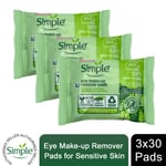 3x 30 Pads Simple Kind to Skin or Micellar Water Boost Eye Make-up Remover Pads 