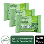 3x 30 Pads Simple Kind to Skin or Micellar Water Boost Eye Make-up Remover Pads