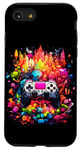 Coque pour iPhone SE (2020) / 7 / 8 Tee-shirt coloré pour gamer avec manette de jeu vidéo Tie Dye Cool Gamer