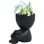 Aiducho - 2pcs Vase Exterieur Pot De Fleur En Résine Humanoïde Fleur Séché Décoration De Jardin Vase Vintage Visage Sculpture Cache-Pot Bureau Décor