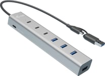 I-Tec Usb-C/A Charge Hub 7 Port Metal Hub (3X Usb-C 4X Usb-A)