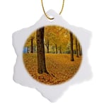 3dRose USA, Oregon, Portland, American Linden Trees in Fall Snowflake Ornament, Porcelain, Multi-Colour, 3-Inch