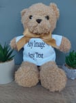 Custom Printed Personalised Light Brown Teddy Bear - Ted-01