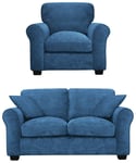 Argos Home Taylor Fabric Chair & 2 Seater Sofa - Navy