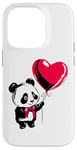 Coque pour iPhone 14 Pro Ours panda avec ballon coeur Ours panda doux pour Noël