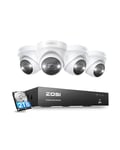 ZOSI 4K PoE Kit Vidéo Surveillance, 8MP Caméra PoE avec NVR 8CH 4K et Disque Dur 2 to, Audio Bidirectionnel et Sirène, Vision Nocturne Couleur, Détection de Personne/Véhicule, Enregistrement 24/7