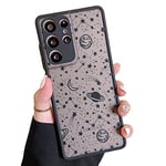 ZTOFERA Compatible with Samsung Galaxy S21 Ultra 5g Case (6.8 Inch), Planet Sky Star Pattern Protective Phone Case Translucent Frosted Hard PC Back Case Silicone Bumper Shockproof Cover - Black Sky