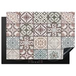 KitchenYeah© Protege Plaque Tapis Pour Induction 75x52 cm Décoration Cuisine Protection Vitrocéramique Pour Cuisiniere Mosaïque - Marron - Motif - Carreau - 75x52 cm