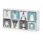 Vicco - Bibliothèque enfant Scutum, Blanc, 143 x 72 cm avec 8 boxes pliants