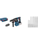 Bosch Professional 611910001 18V System Perforateur sans-fil GBH 18V-26 F (sans Batterie/Chargeur, avec Poignée Supl, Butée de Profondeur) + Assortiment de 8 Coffret de forets SDS plus (pour le béton)