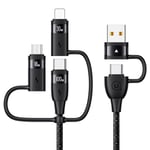 100W Câble Multi USB,6 en 1 Câble de Charge Rapide [1.2M] PD 100W/5A en Nylon,USB A/C +Port iP Micro USB C Câble Chargeur Universel pour phone,pad,Laptop,Samsung,Huawei,Tablet