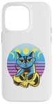 Coque pour iPhone 14 Pro Max Chat bleu crâne jaune croissant de lune pleine lune céleste