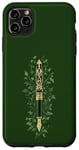 Coque pour iPhone 11 Pro Max Stylo à plume décoré avec des feuilles - Green Academia