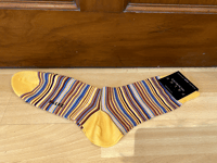 FALKE Yellow Striped Microblock Socks Fil d'Ecosse Cotton UK 8.5-9.5 EU 43-44