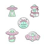 1/5kpl Avaruusalus Pin Alien Kissa Kovaa Emalipinssi Suloinen Kawaii Reppuihin