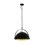 Eglo Suspension luminaire Covaleda 1, lustre suspendu industriel, vintage et rétro, lampe en acier Noir et doré pour salon et salle à manger, douille E27, Ø 45,5 cm