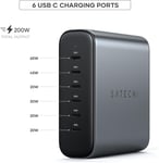 SATECHI GaN 200W Powerful 6 Port USB C Charger Quick Charge