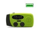 Nödradio med solpanel, vev, väderradio med LED-ficklampa, telefon-powerbank-laddare, europeisk version Green