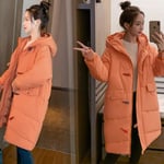 Doudoune Femme Manteau À Capuche Dames Longue Parkas Corne Bouton Veste d'hiver Femmes Mi-Long Hiver Veste Épaisse vers Le Bas Veste Femmes Manteau XXL Orange