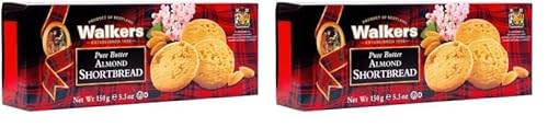 Walkers Shortbread Almond Rounds, Traditional Pure Butter Scottish Recipe, 150g (Pack of 2)