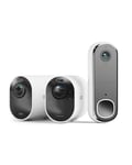 Arlo Ultra 2 4K XL + SmartHub + Sonnette 2 HD, Caméra de Surveillance WiFi Extérieure sans Fil, Autonomie de 12 Mois, Emplacement Carte Micro SD, Essai Secure Inclus, 2 Caméras Blanc