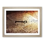 Antique Key and Letter Vintage Framed Wall Art Print, Ready to Hang Picture for Living Room Bedroom Home Office Décor, Oak A2 (64 x 46 cm)