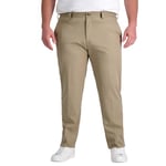 Haggar Men's Cool Right Performance Flex Straight Fit Flat Front Pant-reg. and Big & Tall Casual, Medium Khaki-Bt, 44W x 32L